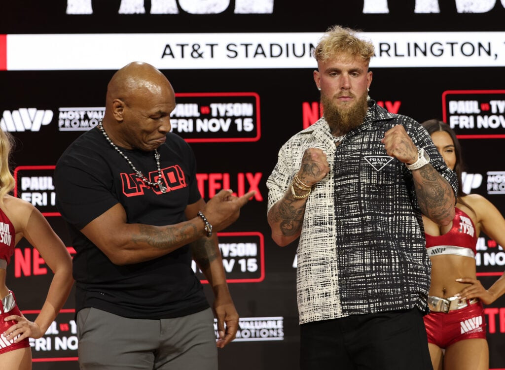 Mike Tyson and Jake Paul face off before their boxing match