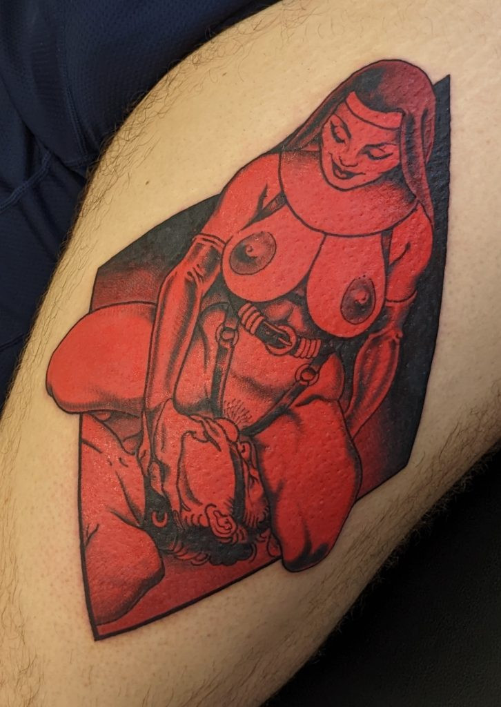 Another example of Onnie O'Leary's (@onnieolearytattoo) tattoo work, emphasizing the artistic and personal value BDSM tattoos hold.