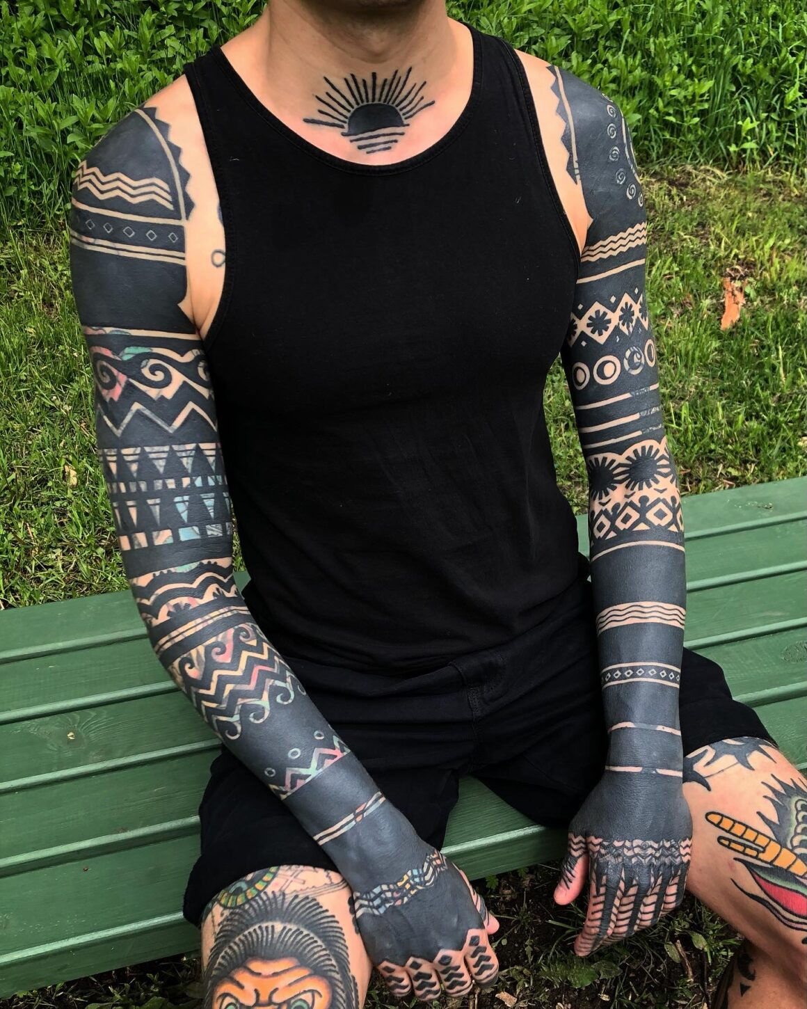 Intricate Tribal Sleeve Tattoo by Haivaras Ly, Lithuania