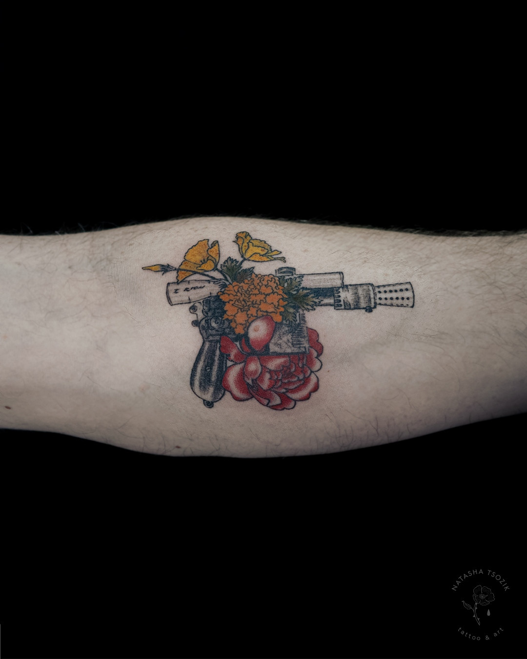 Han Solos gun tattoo by Natasha Tsozik 3