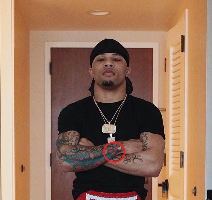 Gervonta Davis' heart tattoo, a classic symbol of love and affection.