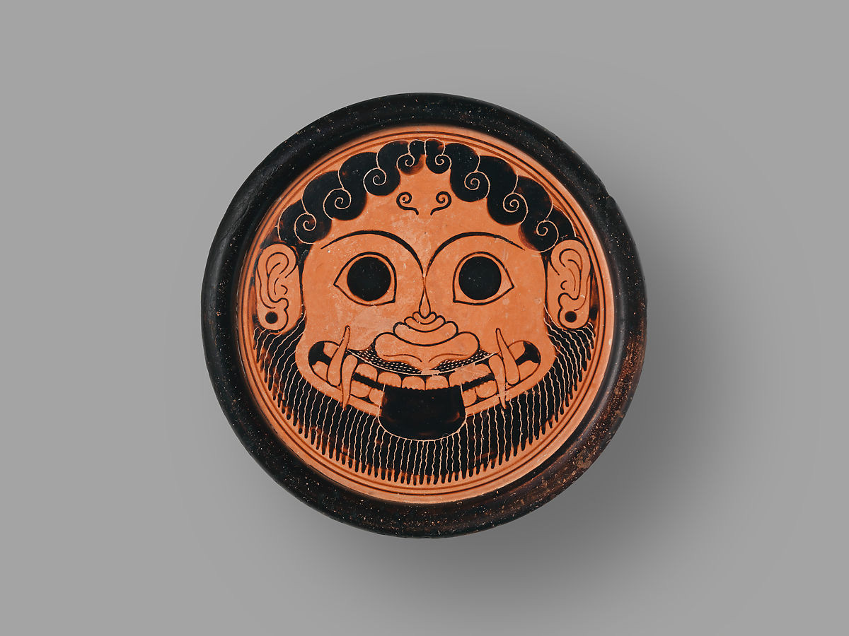 Terracotta stand depicting a Gorgon, potentially Medusa, c.a 570 BCE, signed by Ergotimos (potter) and Kleitias (painter)