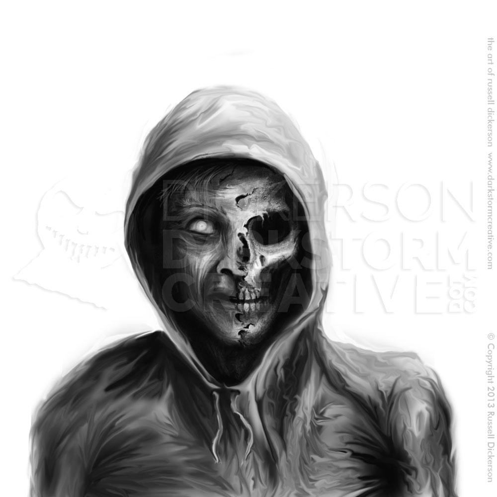 Further development of the Old Man Darkness artwork, adding skin texture and refining facial features