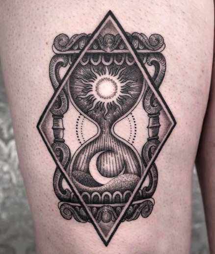 Hourglass Thigh Tattoo