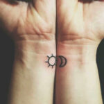 Sun and moon best friend tattoos, symbolizing opposite yet complementary personalities