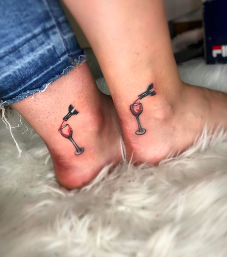 Wine glass best friend tattoos