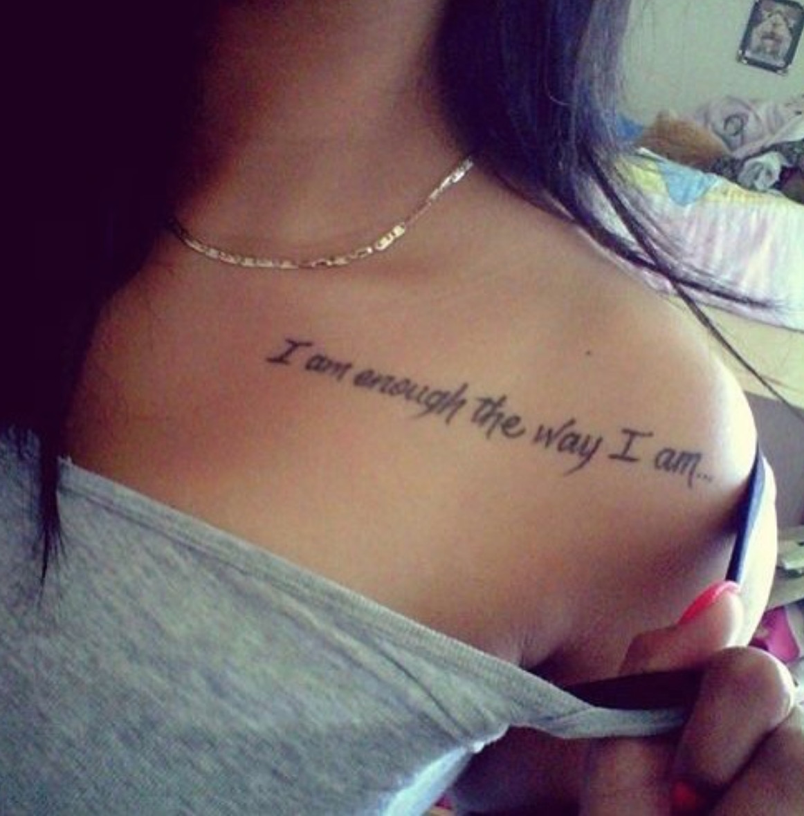 Empowering quote tattoo &quot;I Am Enough&quot; for self-love