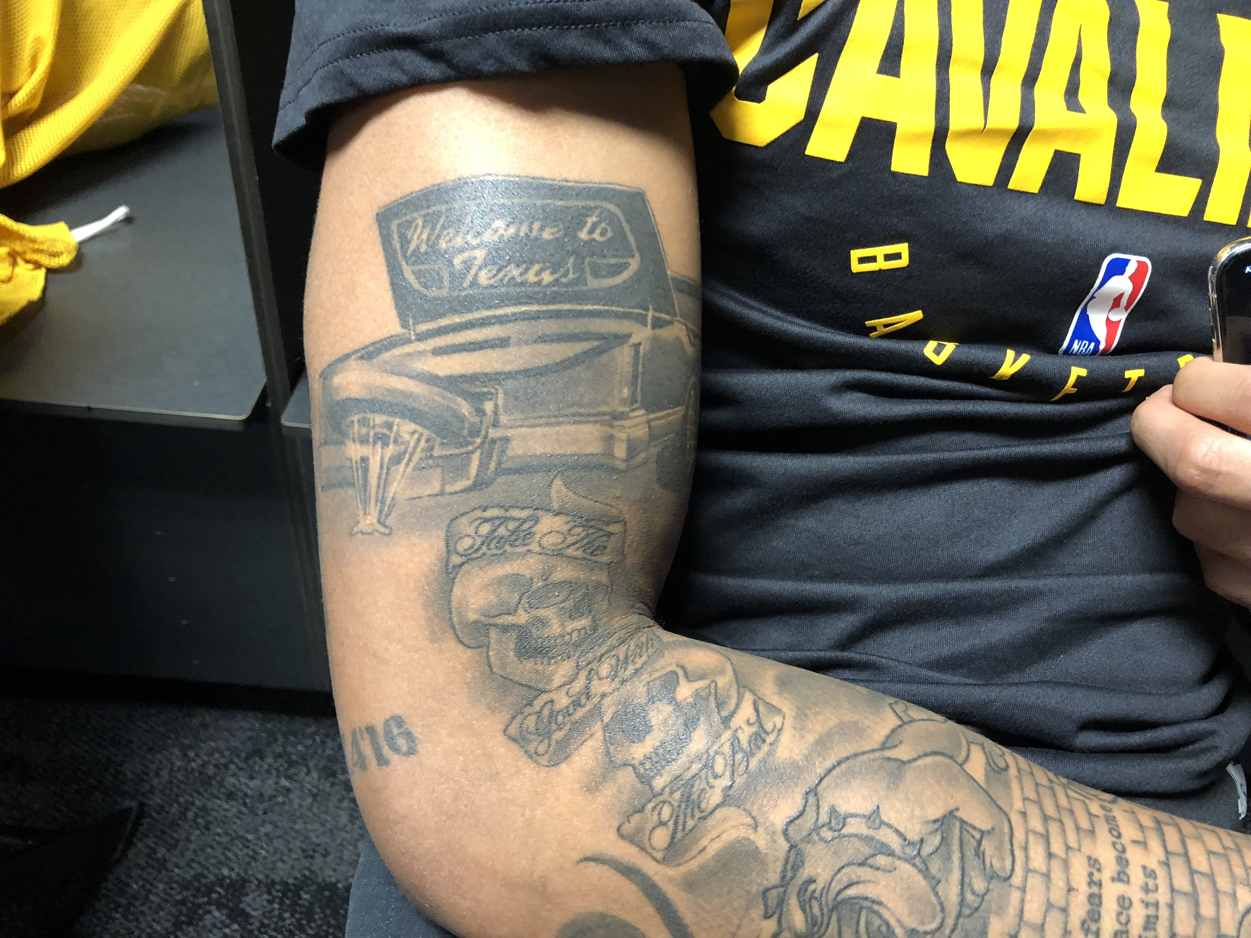 Jordan Clarkson's memorial tattoo for his friend Cameron Moore on his right arm