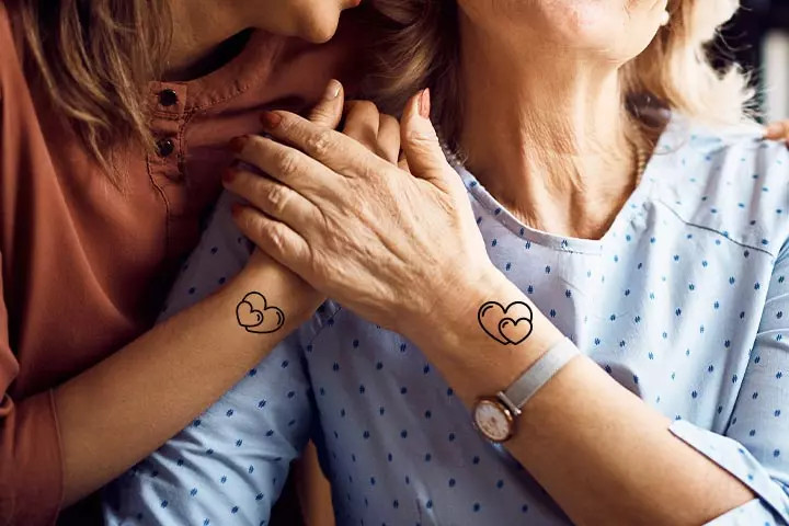 Interlocking Hearts Tattoo for Mom and Daughter