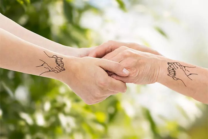 Intertwined Hands Tattoo for Mother and Daughter