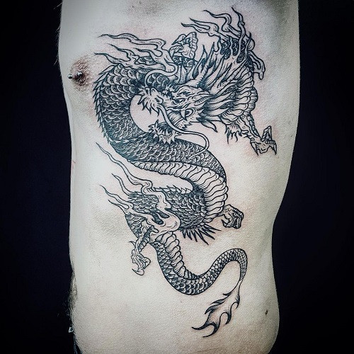 Intricate Japanese dragon tattoo design on back