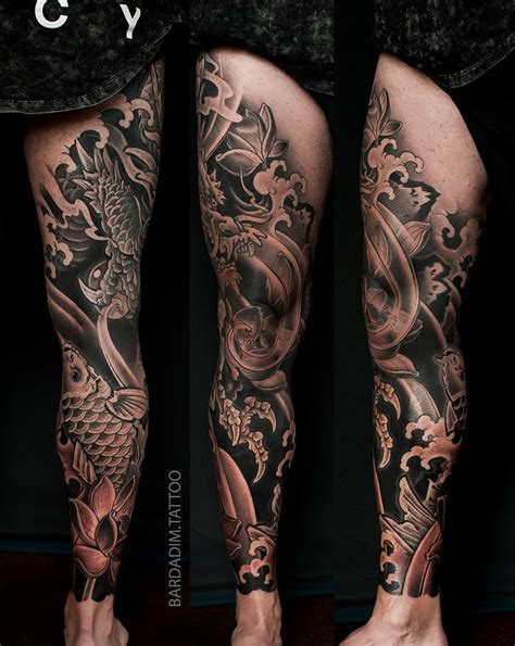Japanese leg sleeve tattoo example