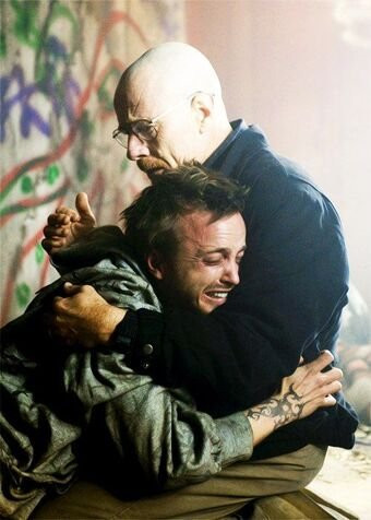 Jesse Pinkman and Walter White after Jane's death, highlighting Jesse's tattoos