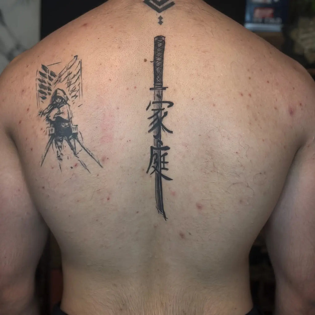 Traditional Japanese style Kaizen tattoo with bold outlines and symbolic imagery, honoring cultural roots of continuous improvement