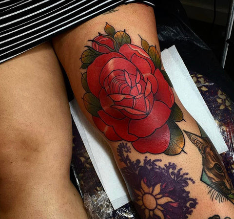 Knee cap tattoo by Hanah Elizabeth