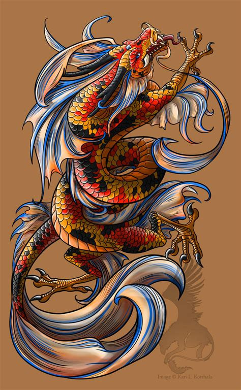 Koi and dragon tattoo art