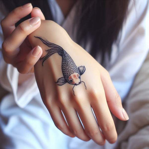 Koi Fish Hand Tattoo