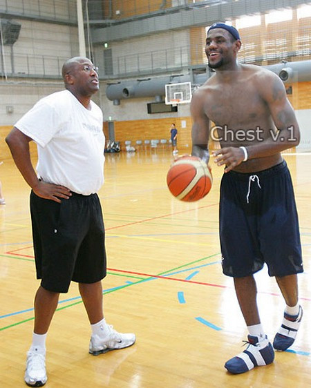 LeBron James' small &quot;Gifted Child&quot; chest tattoo during 2006 FIBA World Championship