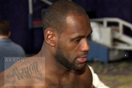 LeBron James' &quot;Akron Est. 1984&quot; collarbone tattoos