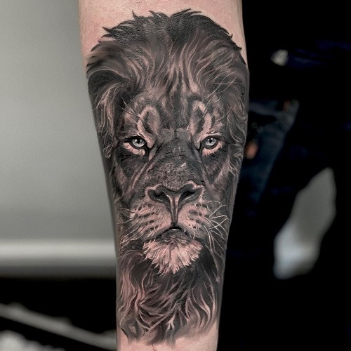 Lion Forearm Tattoo - Realistic Style