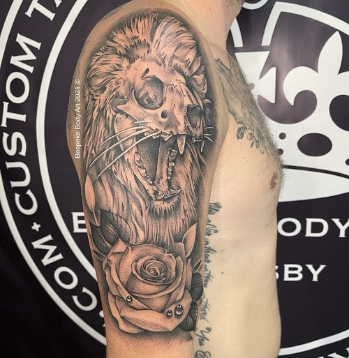 Lion Skull Tattoo on Forearm