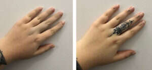 Finger tattoos completely concealed by Lock-it Foundation.