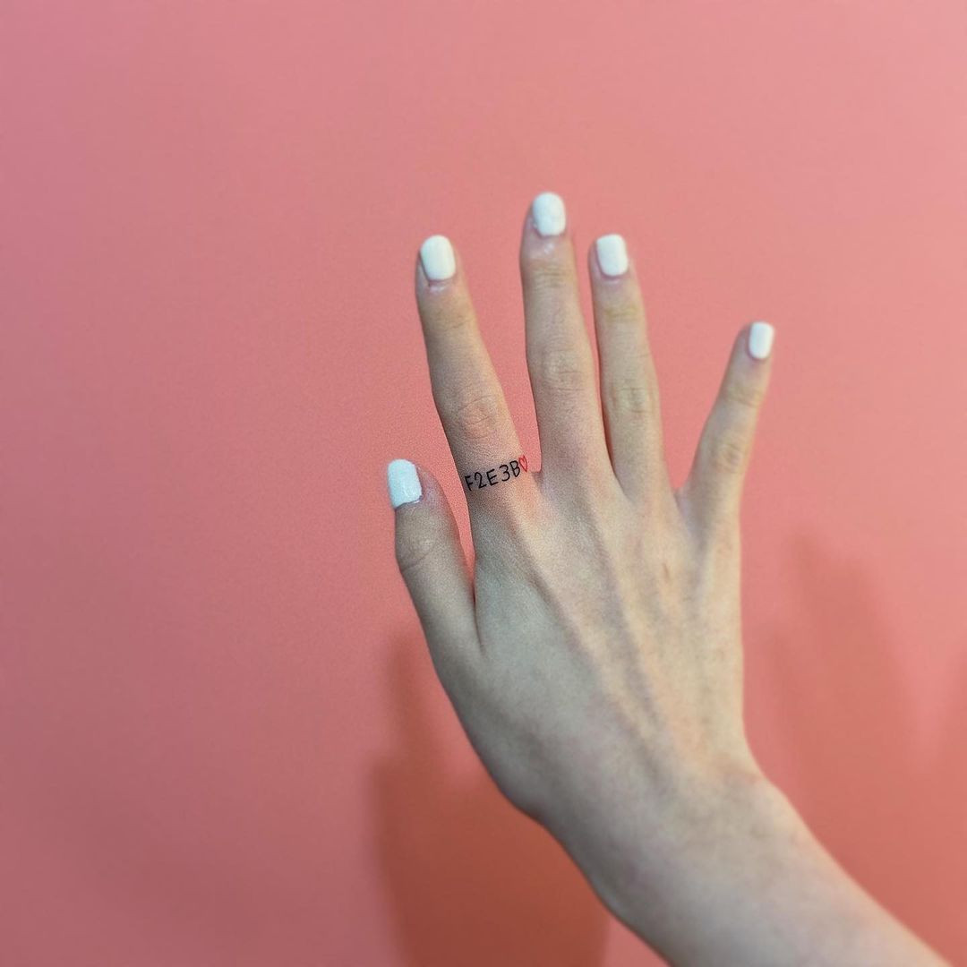 Numbered ring tattoo featuring significant dates