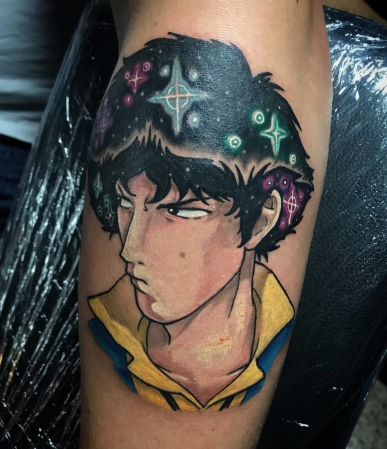 Anime style tattoo being created at MAG Tattoo Studio, highlighting their versatility in different tattoo genres.