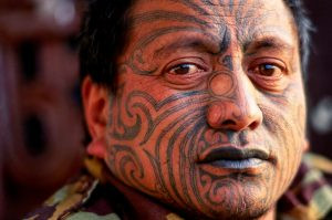 Ngapuhi Maori elder with facial tattoo