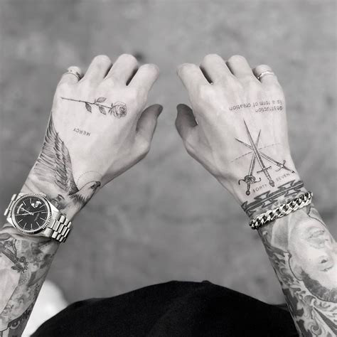 Detailed hand tattoo for men