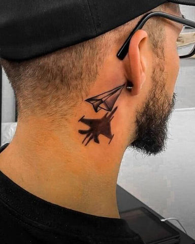 Side Neck Tattoo for Men with Abstract Ink and Depth