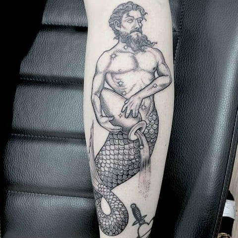 Merman water bearer Aquarius tattoo design for men