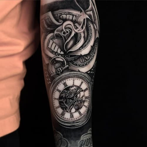 Unique money rose tattoo design