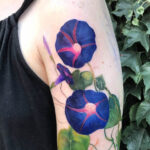 Morning glory flower sleeve tattoo by @jendomsick