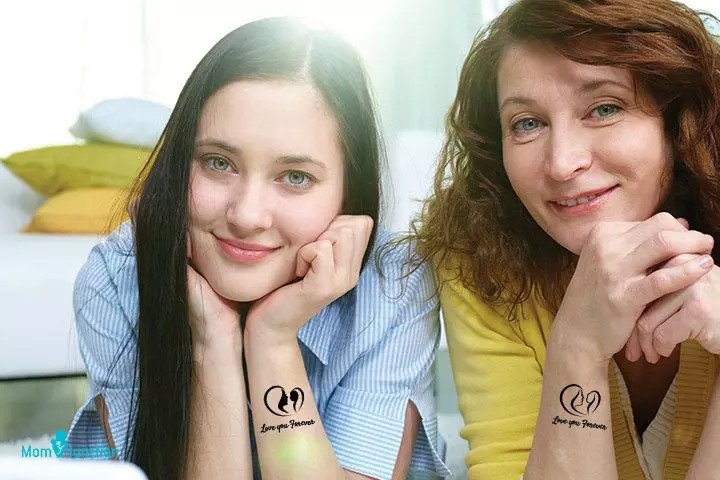 Unique mother and daughter symbol tattoo, expressing eternal love