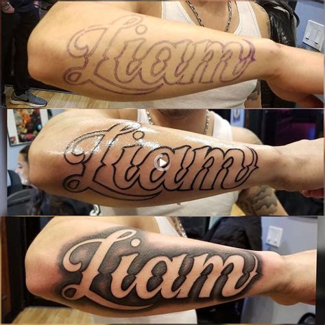 Name tattoo on arm for men