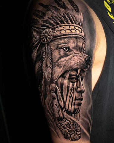 Native American Wolf Tattoo