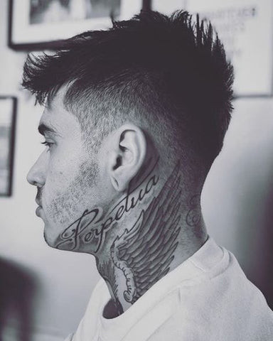 Angel wings neck tattoo men with expansive and artistic style