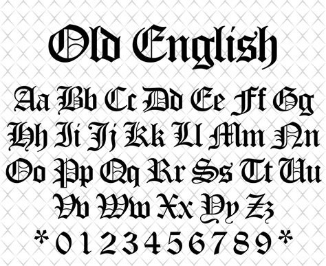 A traditional Old English tattoo font style example showcasing bold and gothic lettering.