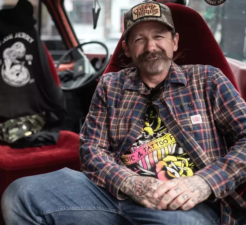 Oliver Peck, owner of Elm Street Tattoo, at the Elm Street Music and Tattoo Festival.