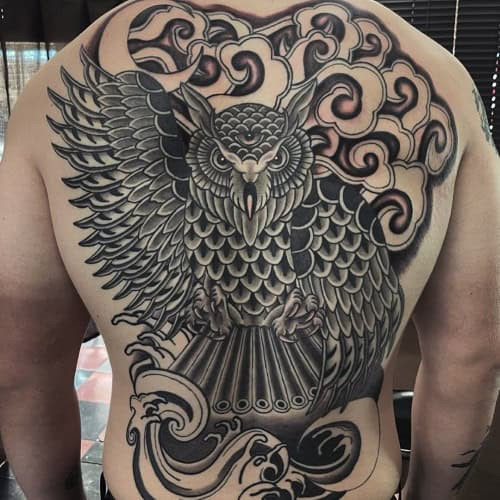 Owl Back Tattoo