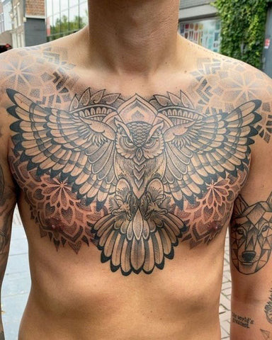 Owl Chest Tattoo Idea