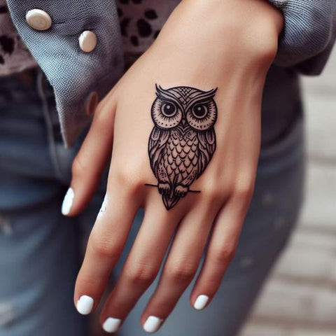 Owl Hand Tattoo