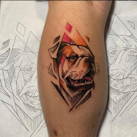 Pet and Animal Tattoo Style of a Bulldog