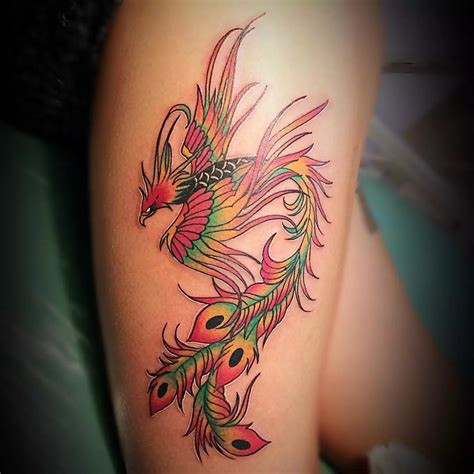 Collection of diverse phoenix tattoo ideas ranging from simple outlines to full color detailed pieces.