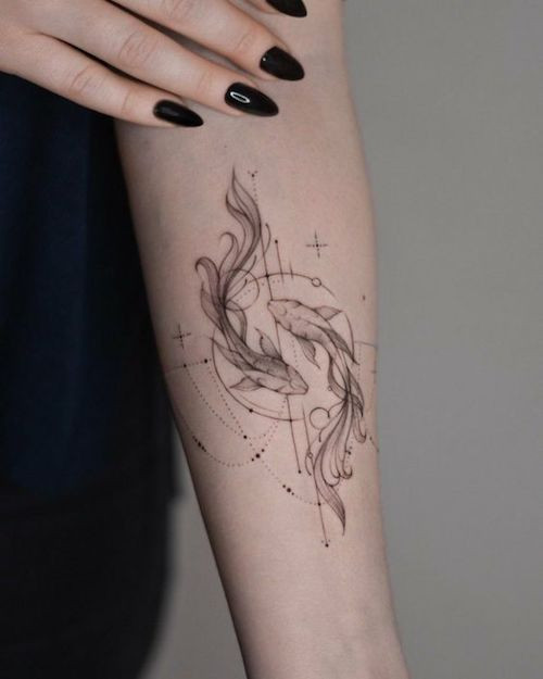 Minimalist Pisces Tattoo Design