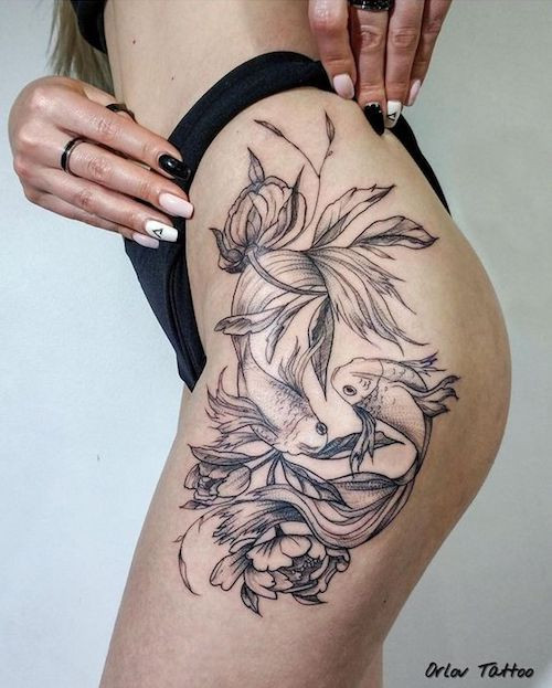 Detailed Pisces Fish Tattoo