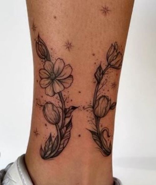 Watercolor Water Lily Pisces Tattoo