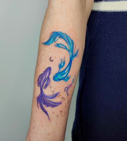 Intricate Pisces Symbol Tattoo