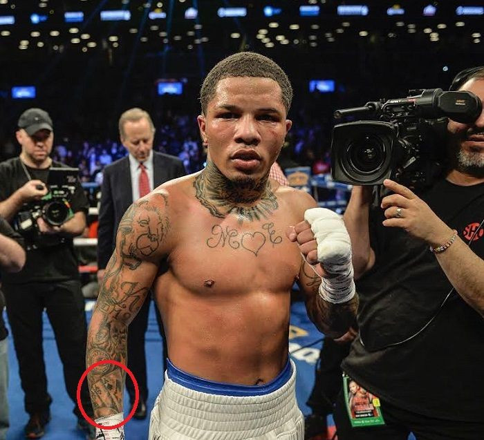 Gervonta Davis' playing cards tattoo, representing good luck and fortune.